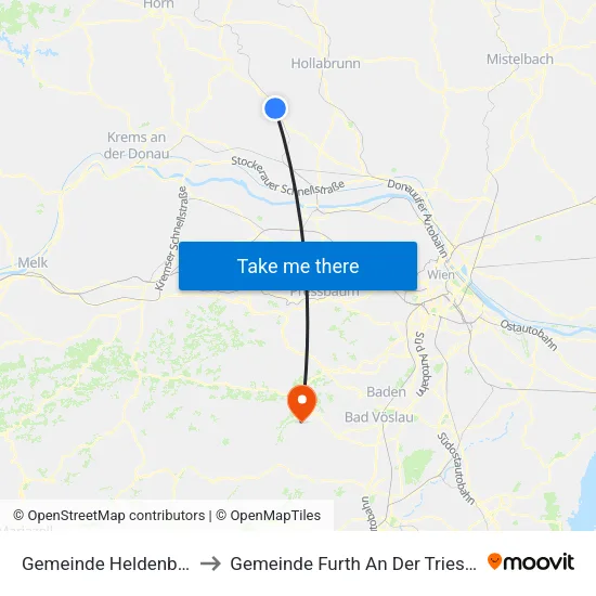 Gemeinde Heldenberg to Gemeinde Furth An Der Triesting map