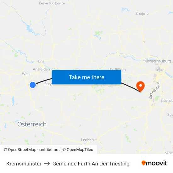 Kremsmünster to Gemeinde Furth An Der Triesting map
