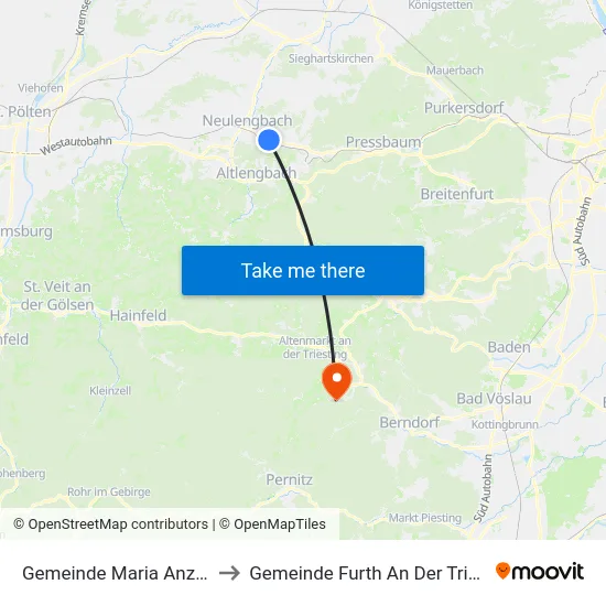 Gemeinde Maria Anzbach to Gemeinde Furth An Der Triesting map