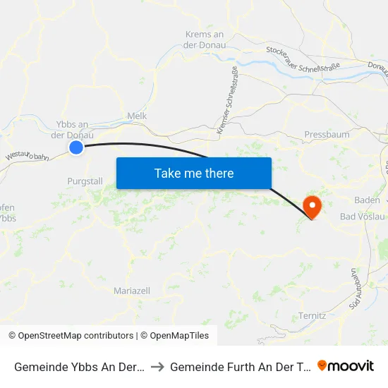 Gemeinde Ybbs An Der Donau to Gemeinde Furth An Der Triesting map