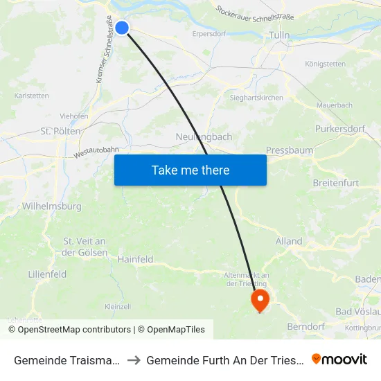 Gemeinde Traismauer to Gemeinde Furth An Der Triesting map