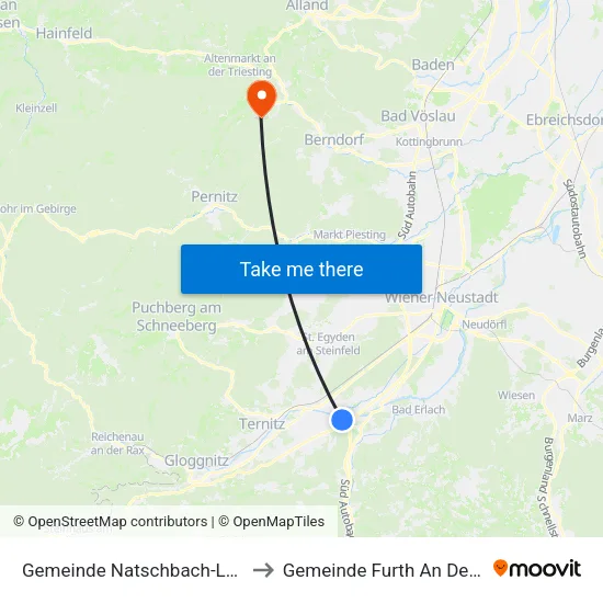 Gemeinde Natschbach-Loipersbach to Gemeinde Furth An Der Triesting map