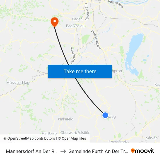 Mannersdorf An Der Rabnitz to Gemeinde Furth An Der Triesting map