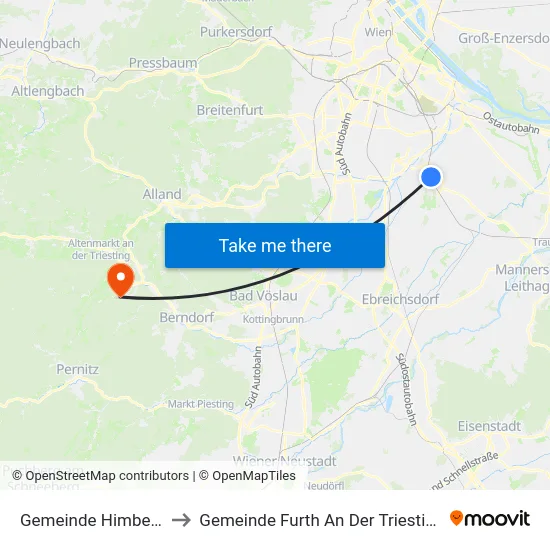 Gemeinde Himberg to Gemeinde Furth An Der Triesting map