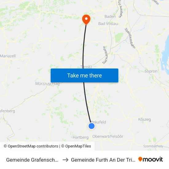Gemeinde Grafenschachen to Gemeinde Furth An Der Triesting map