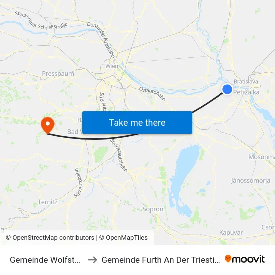 Gemeinde Wolfsthal to Gemeinde Furth An Der Triesting map