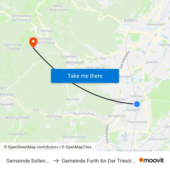 Gemeinde Sollenau to Gemeinde Furth An Der Triesting map