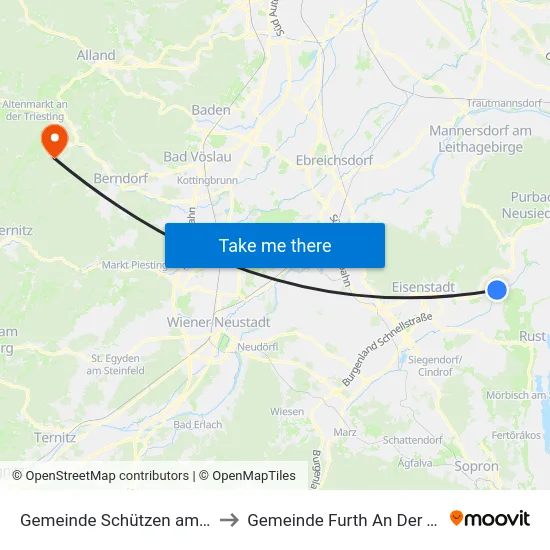 Gemeinde Schützen am Gebirge to Gemeinde Furth An Der Triesting map