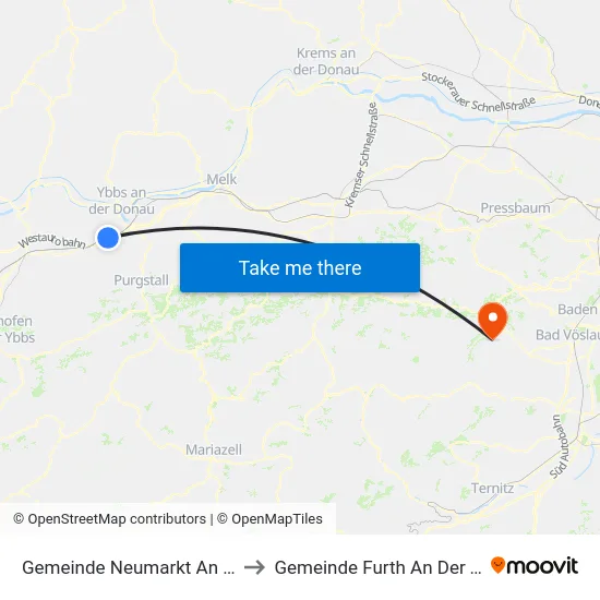 Gemeinde Neumarkt An Der Ybbs to Gemeinde Furth An Der Triesting map