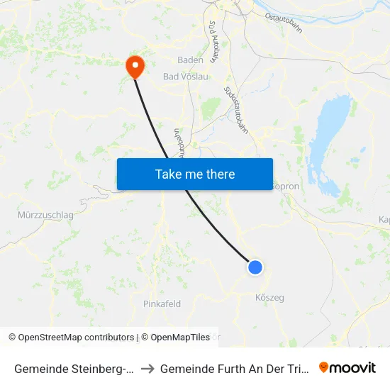 Gemeinde Steinberg-Dörfl to Gemeinde Furth An Der Triesting map