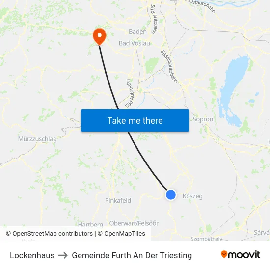 Lockenhaus to Gemeinde Furth An Der Triesting map