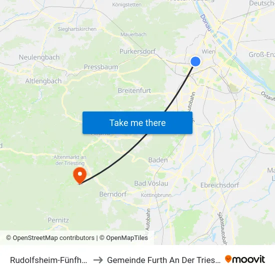 Rudolfsheim-Fünfhaus to Gemeinde Furth An Der Triesting map