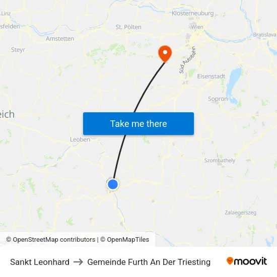 Sankt Leonhard to Gemeinde Furth An Der Triesting map