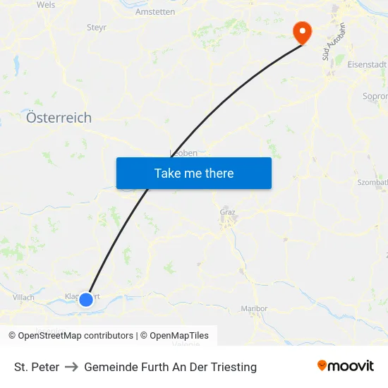 St. Peter to Gemeinde Furth An Der Triesting map