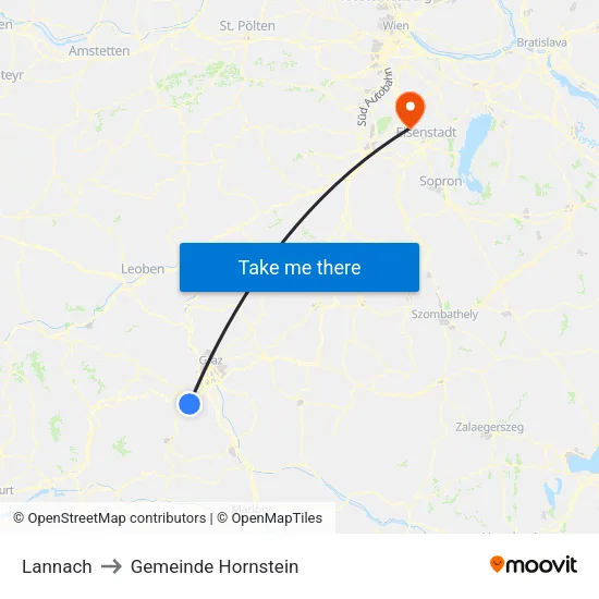 Lannach to Gemeinde Hornstein map