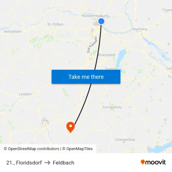 21., Floridsdorf to Feldbach map