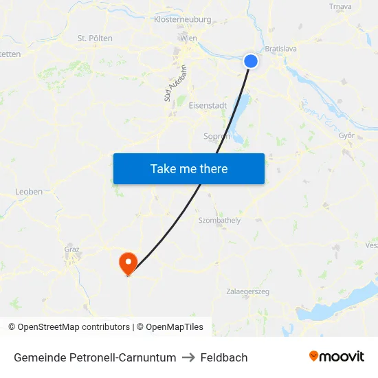 Gemeinde Petronell-Carnuntum to Feldbach map