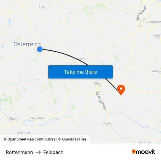 Rottenmann to Feldbach map