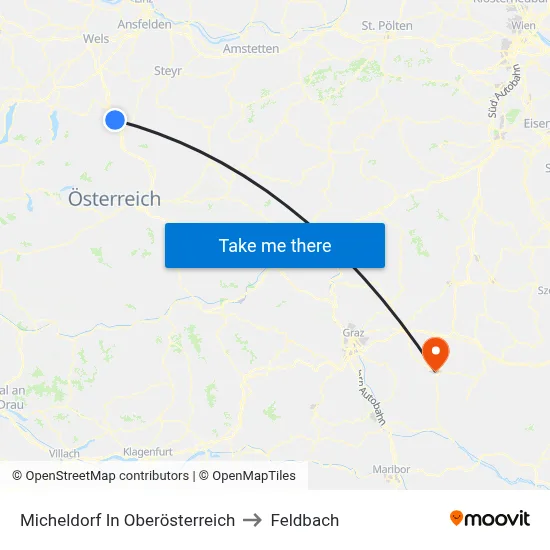 Micheldorf In Oberösterreich to Feldbach map
