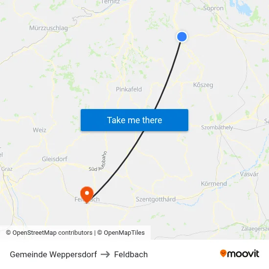 Gemeinde Weppersdorf to Feldbach map