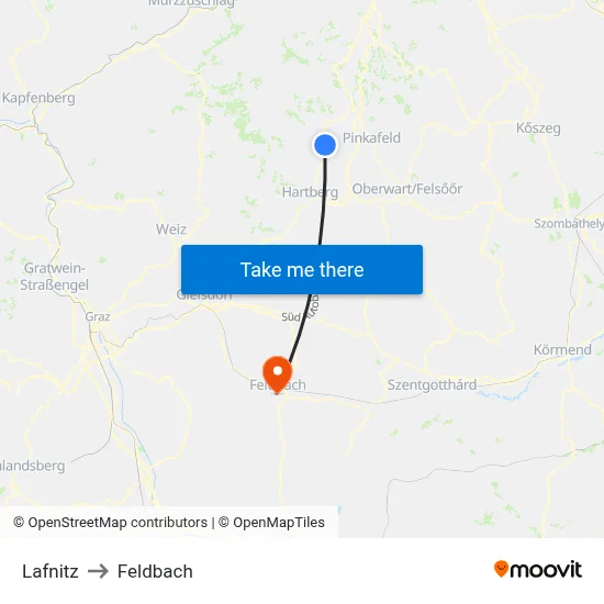 Lafnitz to Feldbach map