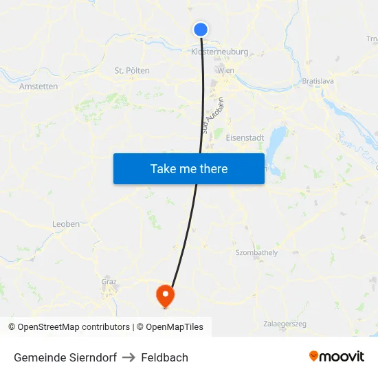 Gemeinde Sierndorf to Feldbach map
