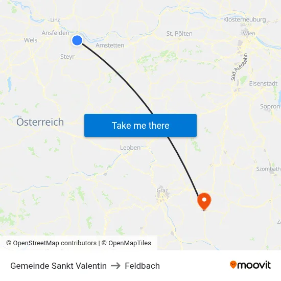 Gemeinde Sankt Valentin to Feldbach map