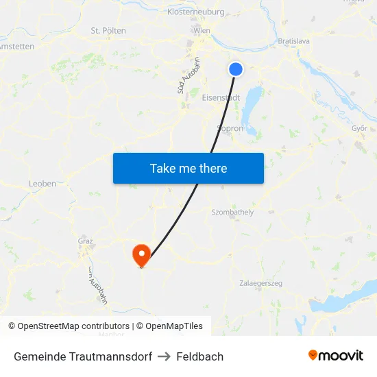 Gemeinde Trautmannsdorf to Feldbach map