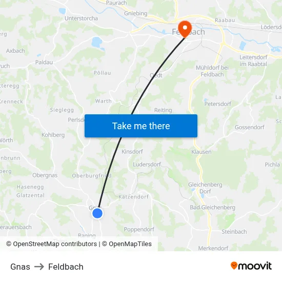 Gnas to Feldbach map