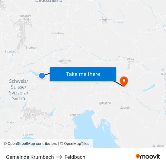 Gemeinde Krumbach to Feldbach map