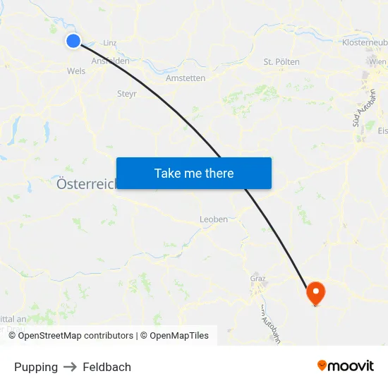 Pupping to Feldbach map