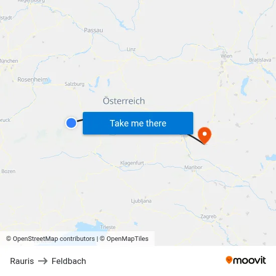 Rauris to Feldbach map