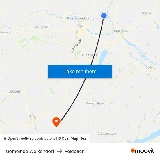 Gemeinde Weikendorf to Feldbach map