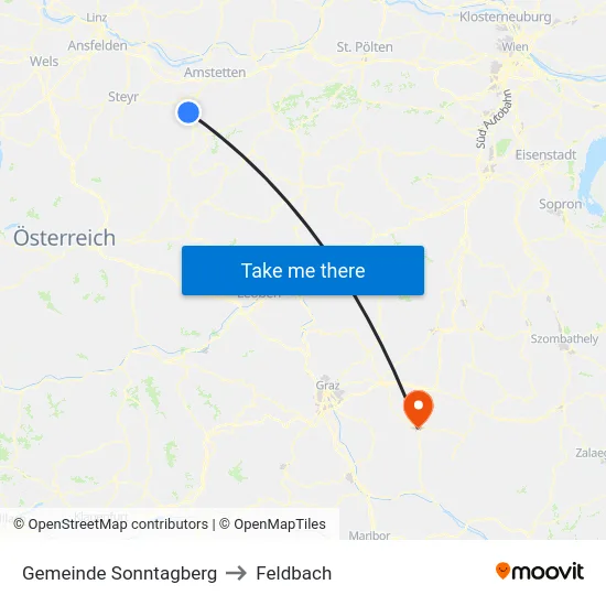 Gemeinde Sonntagberg to Feldbach map