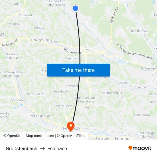 Großsteinbach to Feldbach map