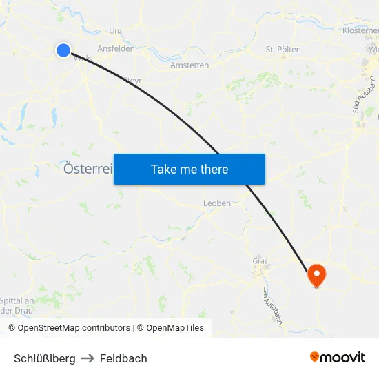 Schlüßlberg to Feldbach map