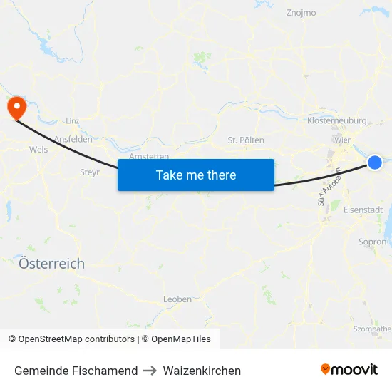 Gemeinde Fischamend to Waizenkirchen map