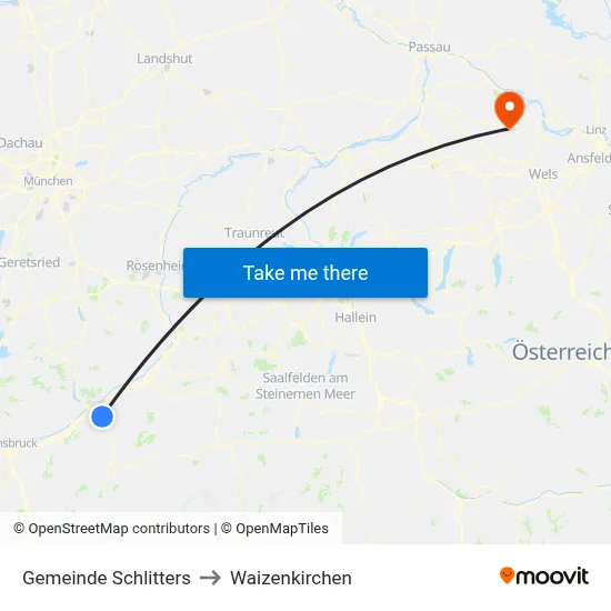 Gemeinde Schlitters to Waizenkirchen map