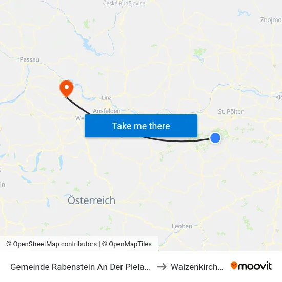 Gemeinde Rabenstein An Der Pielach to Waizenkirchen map