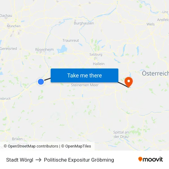 Stadt Wörgl to Politische Expositur Gröbming map