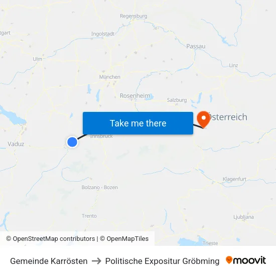 Gemeinde Karrösten to Politische Expositur Gröbming map