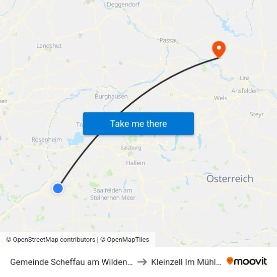 Gemeinde Scheffau am Wilden Kaiser to Kleinzell Im Mühlkreis map