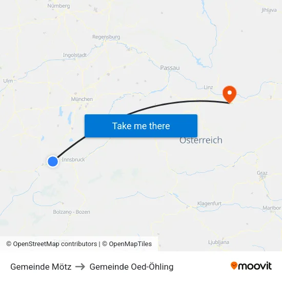 Gemeinde Mötz to Gemeinde Oed-Öhling map