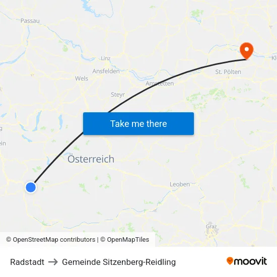 Radstadt to Gemeinde Sitzenberg-Reidling map