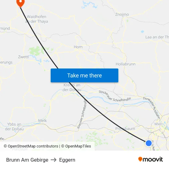 Brunn Am Gebirge to Eggern map