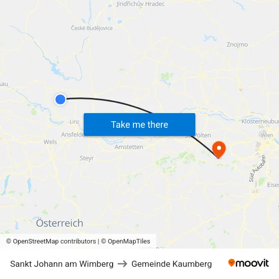 Sankt Johann am Wimberg to Gemeinde Kaumberg map