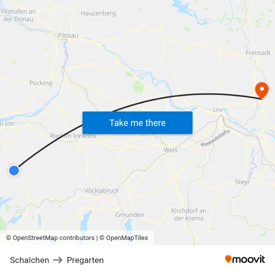 Schalchen to Pregarten map