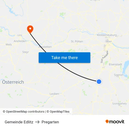 Gemeinde Edlitz to Pregarten map