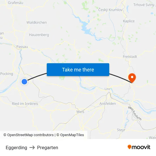 Eggerding to Pregarten map