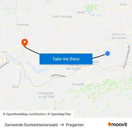 Gemeinde Dunkelsteinerwald to Pregarten map